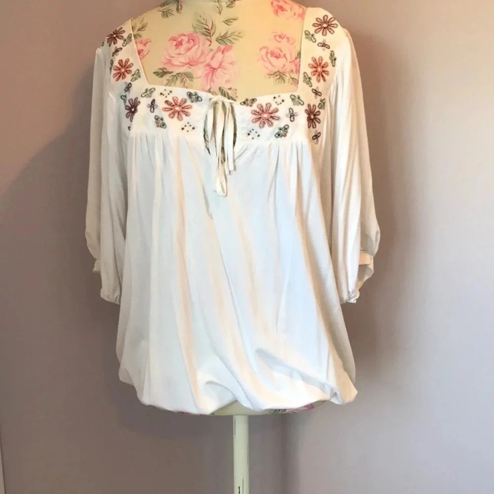 La Rok white blouse size M